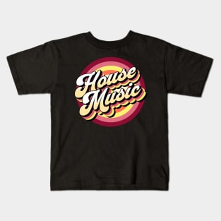 HOUSE MUSIC  - drop shadow target (yellow/red) Kids T-Shirt